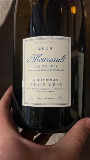 Bourgogne Meursault Domaine Alain Gras Les Tillets 2019