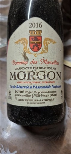 Beaujolais Morgon Domaine Des Marcellins Réservée à l'Assemblée Nationale 2016