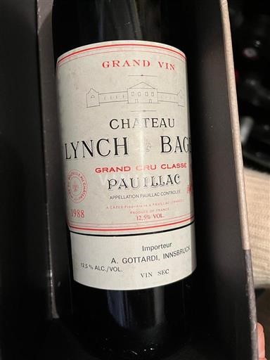 Bordeaux Pauillac Grand Cru Château Lynch-Bages 1988