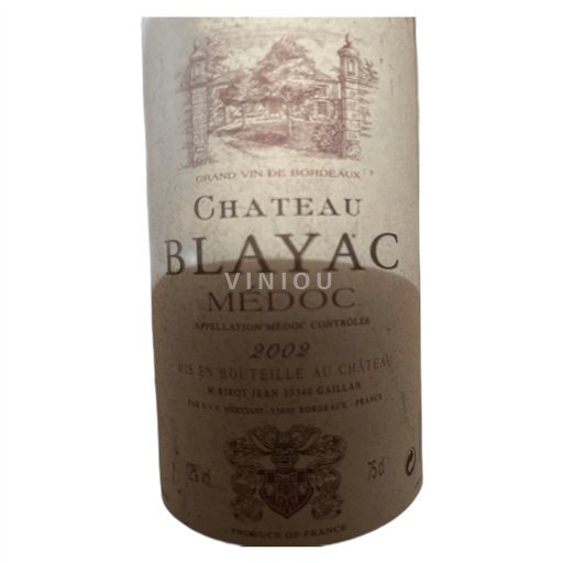 Bordeaux Médoc Château Blayac 2002