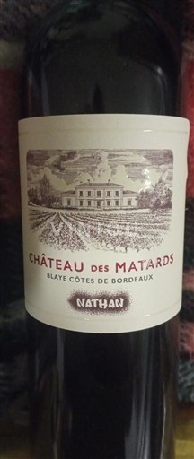 Bordeaux Blaye-Côtes-de-Bordeaux Château des Matards Nathan 2018