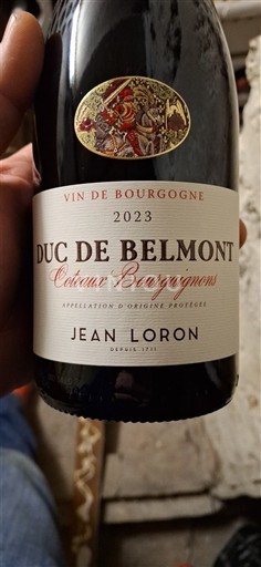 Bourgogne Coteaux bourguignons Jean Loron Duc de Belmont 2023