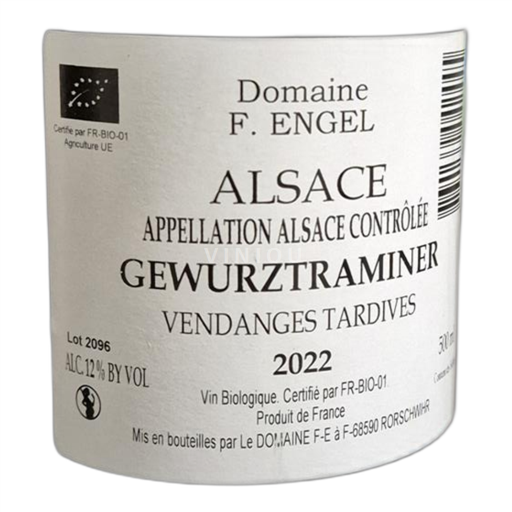 Alsace Gewurztraminer Domaine F. Engel Vendanges Tardives 2022