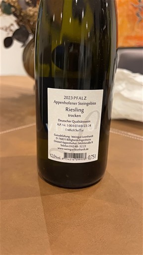 Rheinhessen Alzey Weingut Leonhardt Appenhoferer Steingebiss 2023