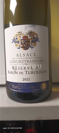 Alsace Không được chỉ định Cave de Turckheim Réserve du Baron de Turckheim 2022