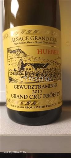 Alsace Không được chỉ định Grand Cru Hueber Grand Cru Frœhn 2017