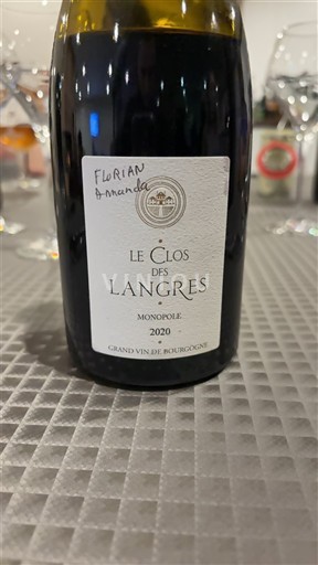 Bourgogne Côte de nuits villages Le Clos des Langres Monopole 2020