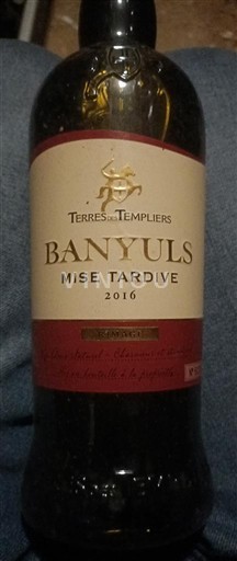 Roussillon Banyuls Terre des Templiers Mise Tardive 2016