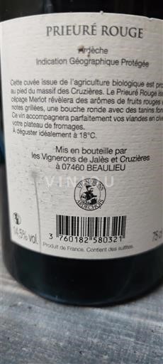 Alpe in reke Rona Ardeška. Vignerons de Jalès et Cruzières Prieuré Rouge Neleten.