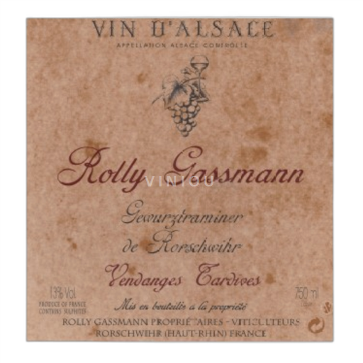 Elzas Alsace Grand Cru Rolly Gassmann Riesling de Rorschwihr Vendanges Tardives 2020