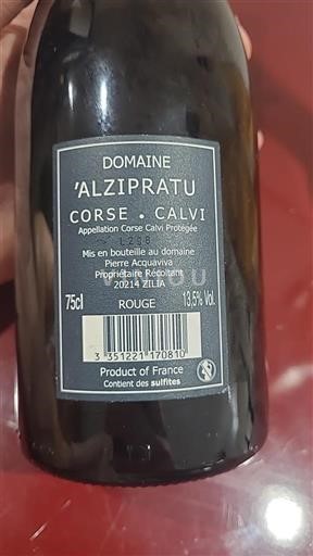 Corse Không được chỉ định Domaine Alzipratu 2022