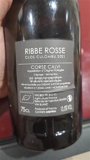 Córsega Não especificado Clos Culombu Ribbe Rosse 2021