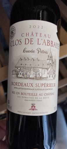Bordeaux Bordeaux Supérieur Château Clos de l'Abbaye Petra 2022
