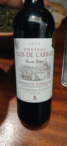 Verërat Rouge sec Cuvée Petra Château Clos de l'Abbaye 2022 Francë Bordoja Bordeaux Supérieur AOC