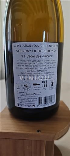 Thung lũng sông Loire Vouvray Domaine Vodanis Le Secré des Amours 2020