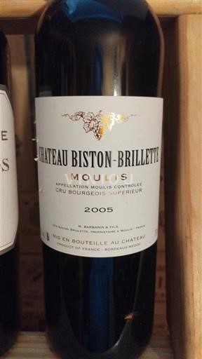 Bordeaux Ni doloceno Cru Bourgeois Supérieur Château Biston-Brillette 2005