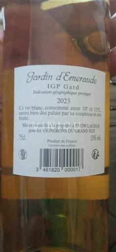 Languedoc in Roussillon Gard Vignerons du Grand Sud Jardin d'Emeraude 2023
