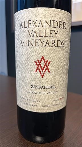 Vùng trồng nho được cấp phép California Thung lũng Alexander Alexander Valley Vineyards Zinfandel 2019