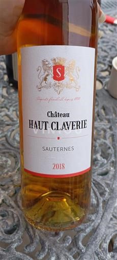 Bordeaux Sauternes Château Haut Claverie 2018