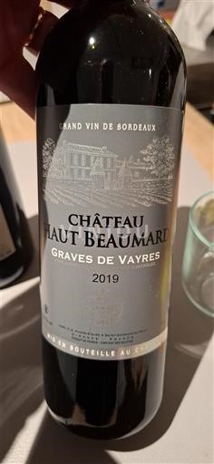 Bordoja Graves-de-vayres Château Haut Beaumard 2019