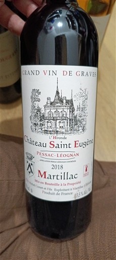Bordeaux Pessac-Léognan Château Saint Eugène L'Hironde 2018