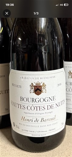 Bourgogne Hautes Côtes de nuits Grand Cru Henri de Bareuil 2018