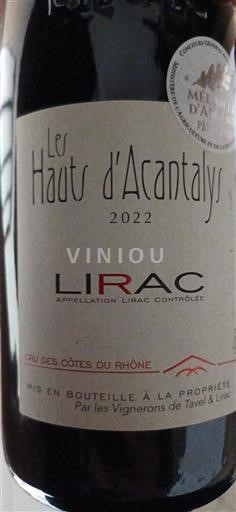 Thung lũng Rhône Lirac Les Vignerons de Tavel & Lirac Le Haut d'Acantalys 2022