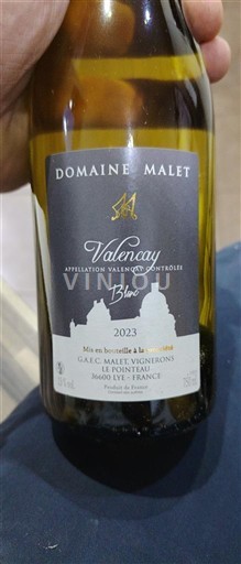 Thung lũng sông Loire Valençay Domaine Malet 2023