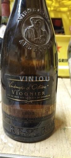 Alpe in reke Rona Ardeški vinogradni grici Vignerons Ardéchois Vendanges d'Octobre Réserve 2005