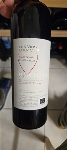 Languedoc og Roussillon Catalansk skråning Les Vins Amour Carignan en Famille 2016