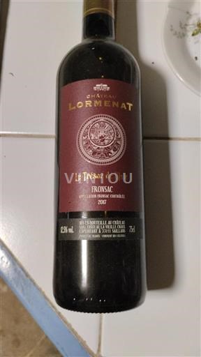 Bordeaux Fronsac Château Lormenat Le Trésor de l'Îsle 2017