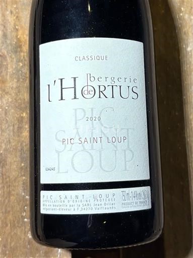 Linguadoca Pic Saint-Loup Bergerie de l'Hortus Classique 2020