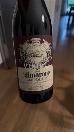 Verërat Rouge sec Farina 2016 Itali Venecia Amarone della Valpolicella DOCG
