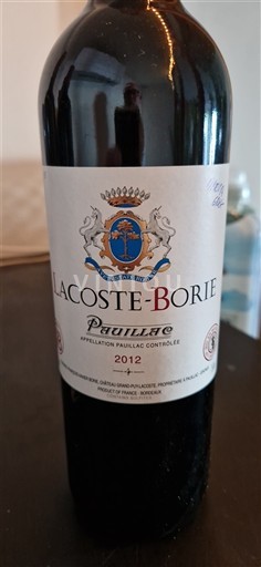 Bordeaux Pauillac Lacoste-Borie 2012