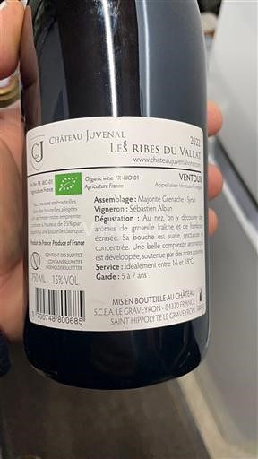 Thung lũng Rhône Ventoux Château Juvenal Les Ribes du Vallat 2022