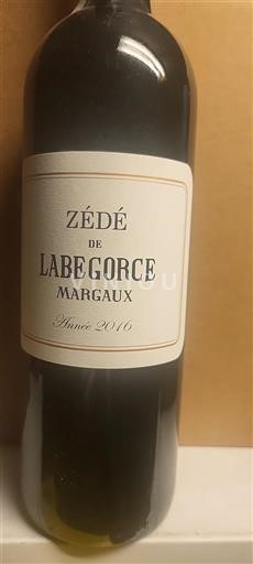 Bordeaux Margaux Zédé de Labegorce 2016