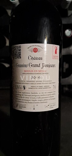 Bordeaux Moulis-en-Médoc Cru Bourgeois Château Granins Grand Poujeaux 2016