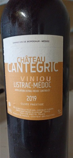 Bordeaux Listrac-Médoc Château Cantegric Prestige 2019