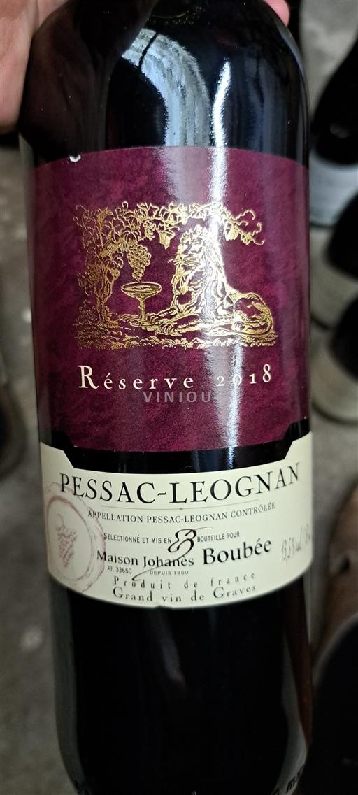 Bordeaux Pessac-Léognan Maison Johanès Boubée Réserve 2018