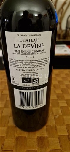 Burdeos Saint-Émilion Grand Cru Château La Devine 2021