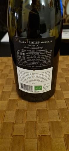 Languedoc et Roussillon Pays d'oc Mas des Tannes Réserve Blanc 2022