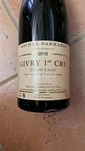 Borgonha Givry Premier Cru Michel Sarrazin et Fils Champ Lalot 2019