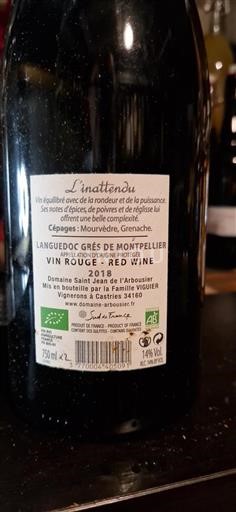 Languedoc Ospecificerad Saint Jean de l'Arbousier L'inattendu 2018