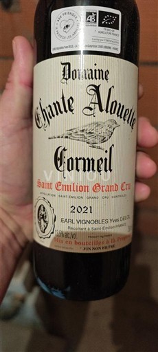 Burdeos Saint-Émilion Gran Cru Grand Cru Château Chante Alouette Cormeil 2021