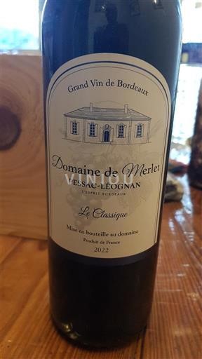 Bordeaux Pessac-Léognan Merlet Le Classique 2022