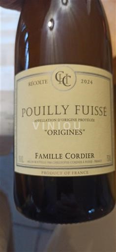 Burgundy Pouilly-Fuissé Famille Cordier Origines 2024