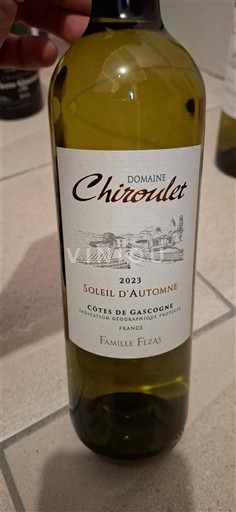 Sydvestfrankrig Côtes de Gascogne Domaine Chiroulet Soleil d'Automne 2023