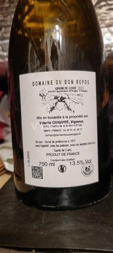 Thung lũng sông Loire Anjou Domaine Bon Repos Grain de Loire 2023