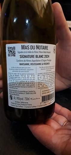 Vale do Ródano Costières de Nîmes Mas du Notaire Signature Blanc 2024