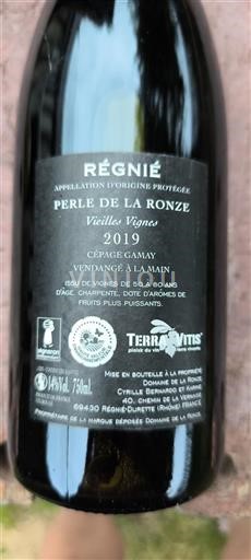 Beaujolais Régnié Domaine La Ronze Perle de la Ronze Vieilles Vignes 2019